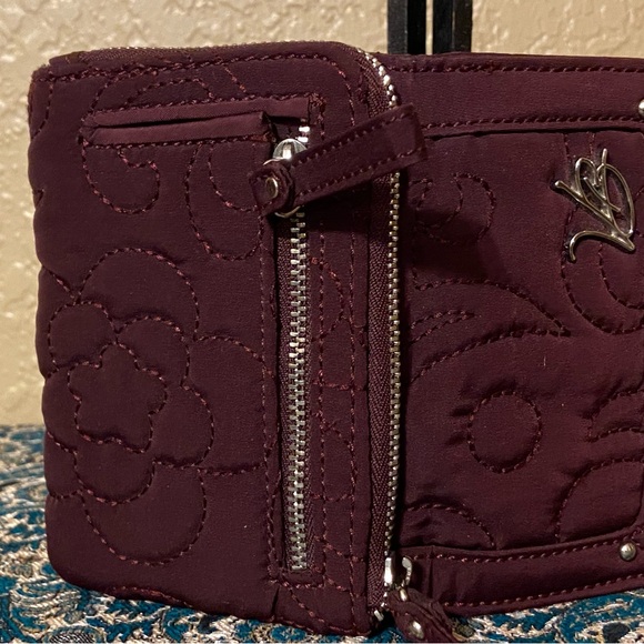 Vera Bradley Flap All In One Wallet Wine Purple Solid - Picture 3 of 8
